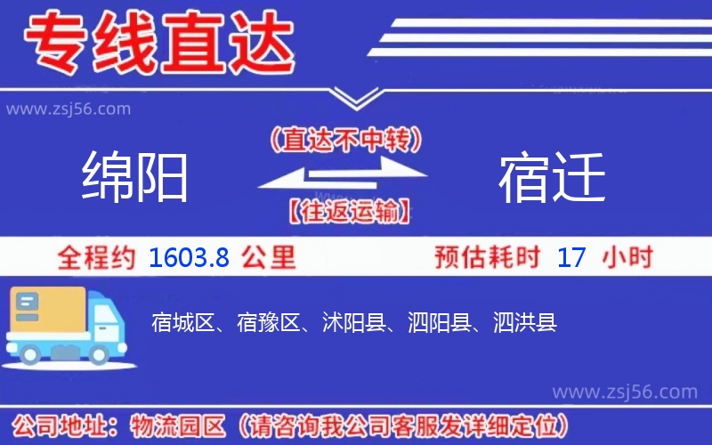 綿陽到宿遷物流公司 綿陽到宿遷物流公司